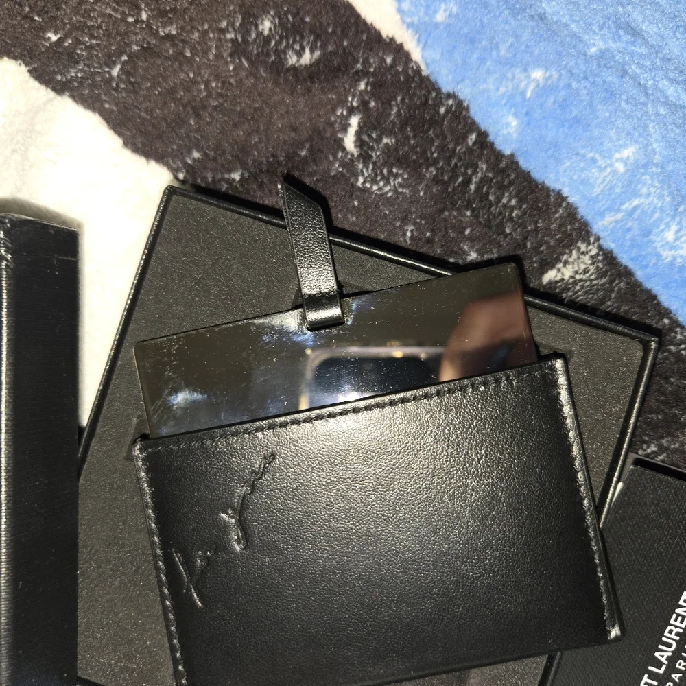 Saint Laurent Black Card Holder with mirror NEW!
